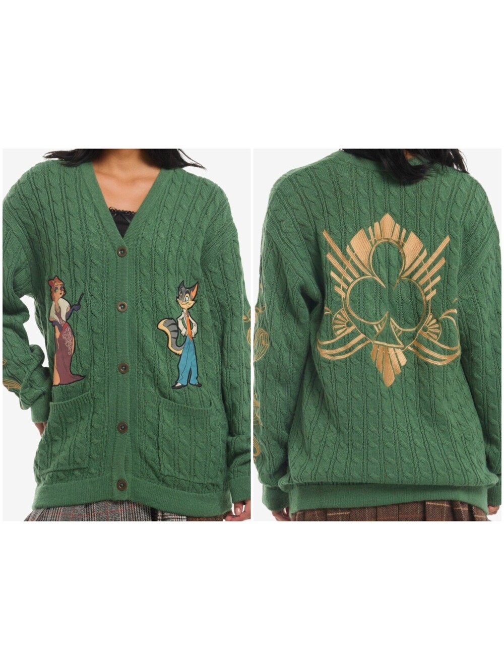 Lackadaisy Cardigan Sweater Green Ritzy Rocky Womens Juniors Size Large L New